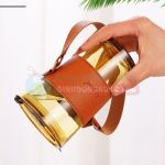 Ly thủy tinh bọc da 450ml có quai Gorgous