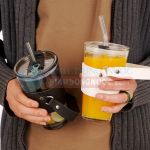 Ly thủy tinh bọc da 450ml có quai Gorgous