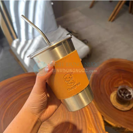 Ly giữ nhiệt inox bọc da Gucgres