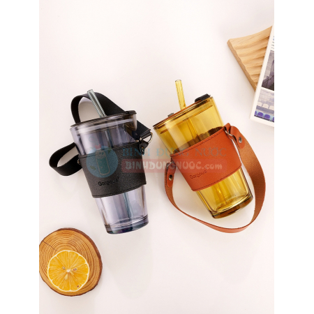 Ly thủy tinh bọc da 450ml có quai Gorgous